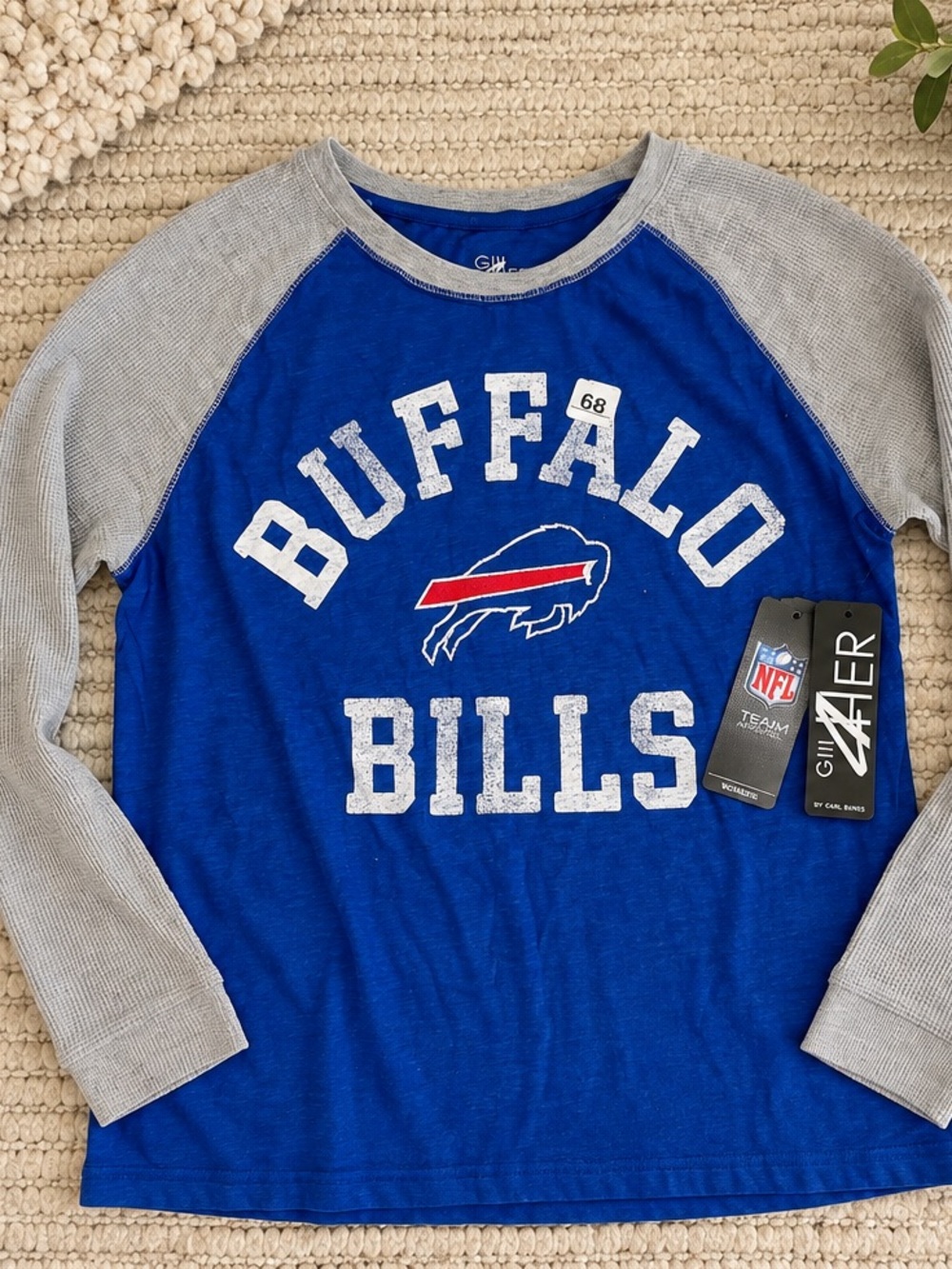 NWT Buffalo Bills G III 4Her Waffle Knit Raglan Long Sleeve Shirt L
